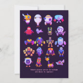 女の子ロボットパーティーピンク誕生日漫画かわいい 招待状 (裏面)