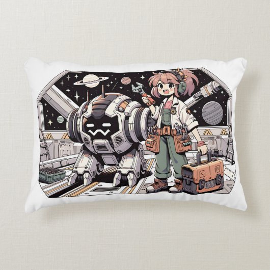 女の子ロボット整備士ツールの修復 アクセントクッション (正面)