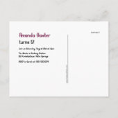 女の子ロボット誕生日パーティー、はがき招待状 インビテーションポストカード (裏面)