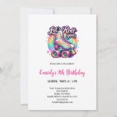女の子ローラーウォーター色バースデーパーティー 招待状 (正面)