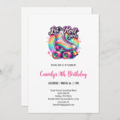 女の子ローラーウォーター色バースデーパーティー 招待状 (正面/裏面)