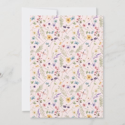 女の子ワイルドフラワーフローラピンク赤ちゃんシャワー 招待状 (裏面)