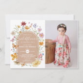 女の子ワイルドフラワー2nd誕生日パーティー写真 招待状 (正面)