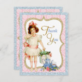 女の子ヴィンテージティーパーティーありがとう サンキューカード (正面/裏面)
