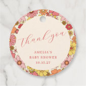 女の子ヴィンテージピンクフローラベビーシャワーカスタムだ フェイバータグ (裏面)