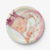 女の子ヴィンテージプリンセスベビーシャワー ペーパープレート (正面)