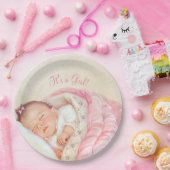 女の子ヴィンテージベビーシャワー ペーパープレート (パーティー)
