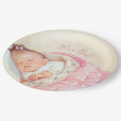 女の子ヴィンテージベビーシャワー ペーパープレート (アングル)