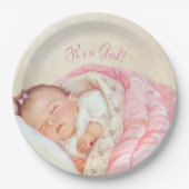 女の子ヴィンテージベビーシャワー ペーパープレート (正面)