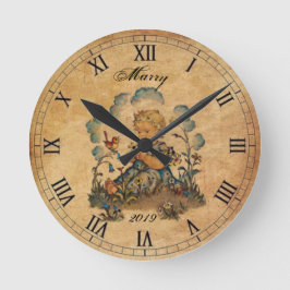 女の子ヴィンテージ ラウンド壁時計