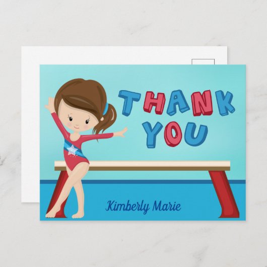 女の子体操かわいい体操選手の子供たちに感謝 ポストカード (正面/裏面)