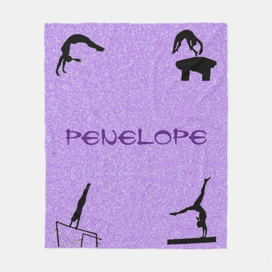 女の子体操イベントパープルグリッター フリースブランケット (正面)