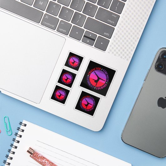 女の子体操キャラクター強さ勇気 シール (ノートパソコンとiPhone)