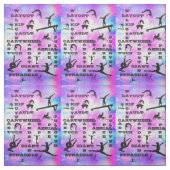 女の子体操スキルクロスワードプリント ファブリック (見本)