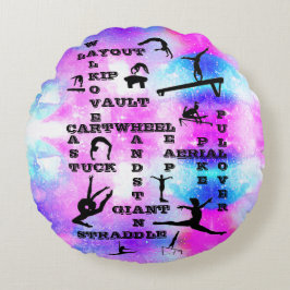 女の子体操スキルクロスワードラウンドピロー ラウンドクッション