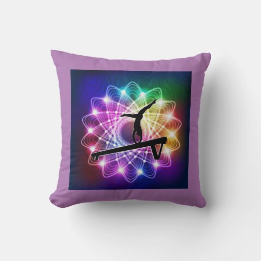 女の子体操バランスビーム名前をカスタムする枕 クッション (正面)