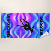 女の子体操ビーチタオル彼女の名前！ ビーチタオル (正面)