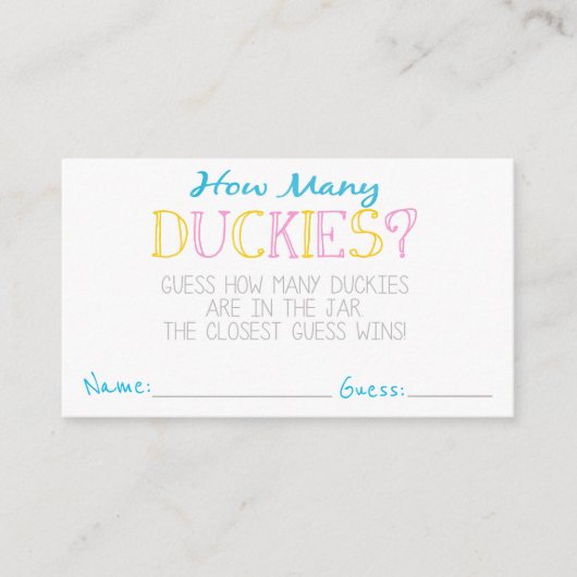 女の子何人のダッキー（アヒルちゃん）パーティーゲーム推測カード エンクロージャーカード (正面)