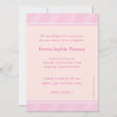 女の子写真のベビー案内生まれたばかりのカードだ 案内状 (裏面)