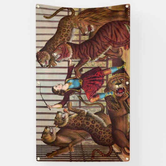 女の子力のライオン使いの旗 横断幕 (縦)