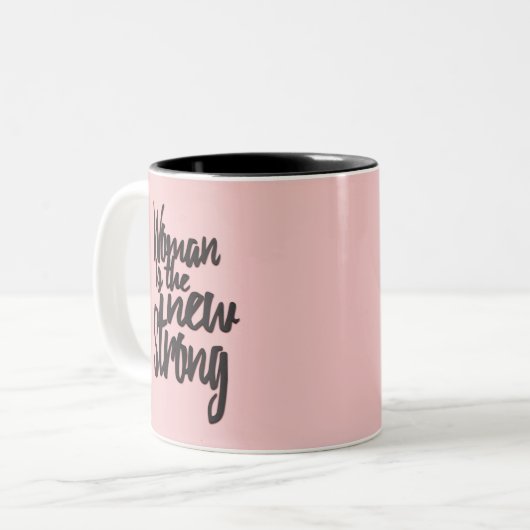 女の子力の女性はピンクの黒の新しい強いです ツートーンマグカップ (正面左)