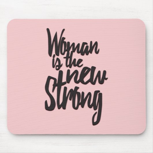 女の子力の女性はピンクの黒の新しい強いです マウスパッド (正面)