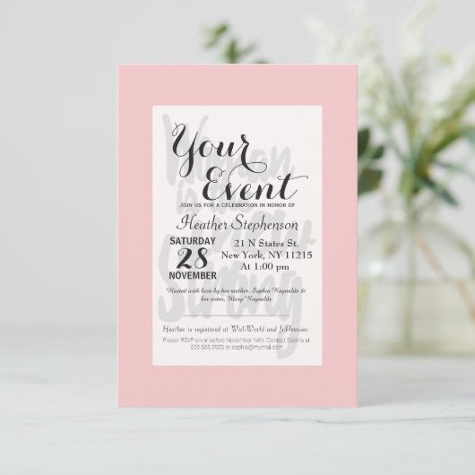 女の子力の女性はピンクの黒の新しい強いです 招待状 (スタンド正面)