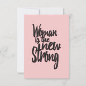 女の子力の女性はピンクの黒の新しい強いです 招待状 (裏面)