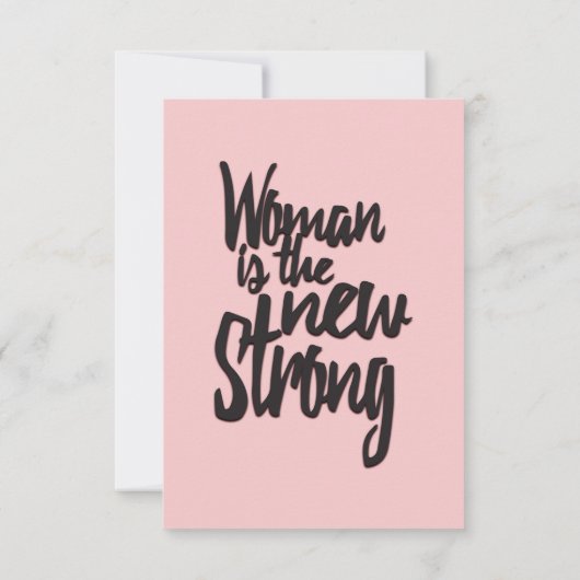 女の子力の女性はピンクの黒の新しい強いです 招待状 (裏面)