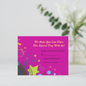 女の子力の明るいバルミツワーの招待状のパーティー 出欠カード (スタンド正面)