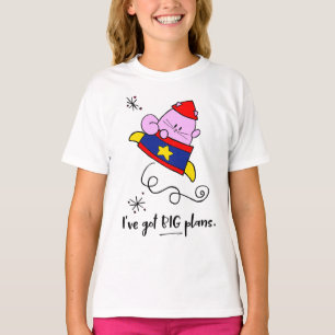 女の子力の漫画の宇宙飛行士猫の女の子のティー Tシャツ