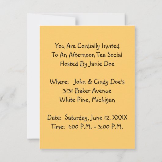 女の子及びテディー・ベアの庭の茶パーティの招待状 招待状 (裏面)