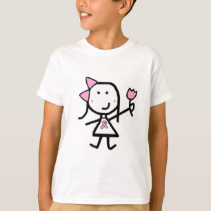 女の子及びピンクのリボン Tシャツ