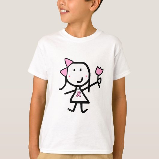 女の子及びピンクのリボン Tシャツ (正面)
