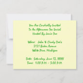 女の子及び蝶甘い茶パーティの招待状 招待状 (裏面)