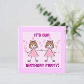 女の子双子私たちの誕生日パーティーよ! 招待状 (スタンド正面)