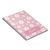女の子向けかわいいデイジー パーソナライズ ピンク ノートブック (右側)