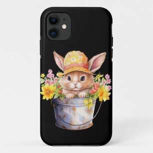 女の子向けのうさぎの花柄スプリンググラフィック iPhone 11 ケース