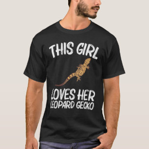 女の子向けのかっこいいヒョウモントカゲモドキ 小さな恐竜 トカゲ Tシャツ