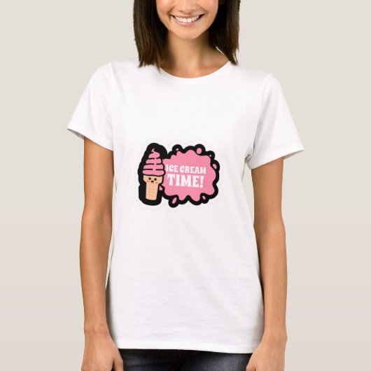 女の子向けのかわいいアイスクリームTシャツ Tシャツ (正面)
