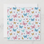 女の子向けのかわいいピンクの水彩蝶のデザインの子供用誕生日お礼カード サンキューカード (裏面)