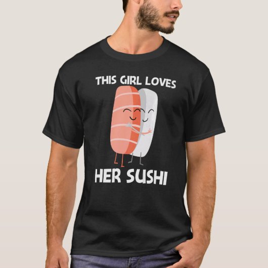 女の子向けのかわいい寿司 母の日 日本料理 食べ物 Tシャツ (正面)
