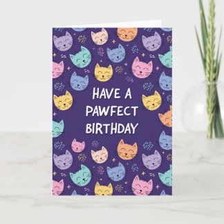 女の子向けのかわいい猫の誕生日カード カード