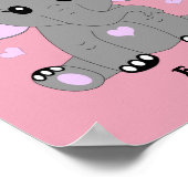 女の子向けのピンクのかわいい赤ちゃん象 ポスター (角)