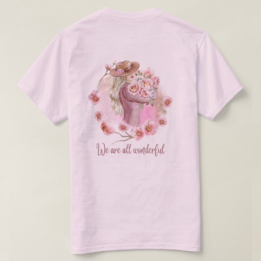 女の子向けのフローラルデザインTシャツ Tシャツ (デザイン裏面)