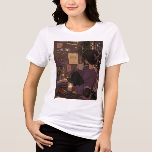 女の子向けの可愛い白いTシャツ トライブレンドTシャツ (正面)
