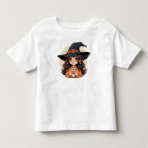 女の子向けハロウィン秋用Tシャツ | かわいい秋
