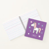女の子向け かわいい 魔法の紫色ユニコーン 学校グッズ ノートブック (内部)