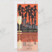 女の子夜によってはお祝い|のオレンジがパーティを楽しみます 招待状 (正面)