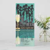 女の子夜によってはお祝い|のティール(緑がかった色)がパーティを楽しみます 招待状 (スタンド正面)